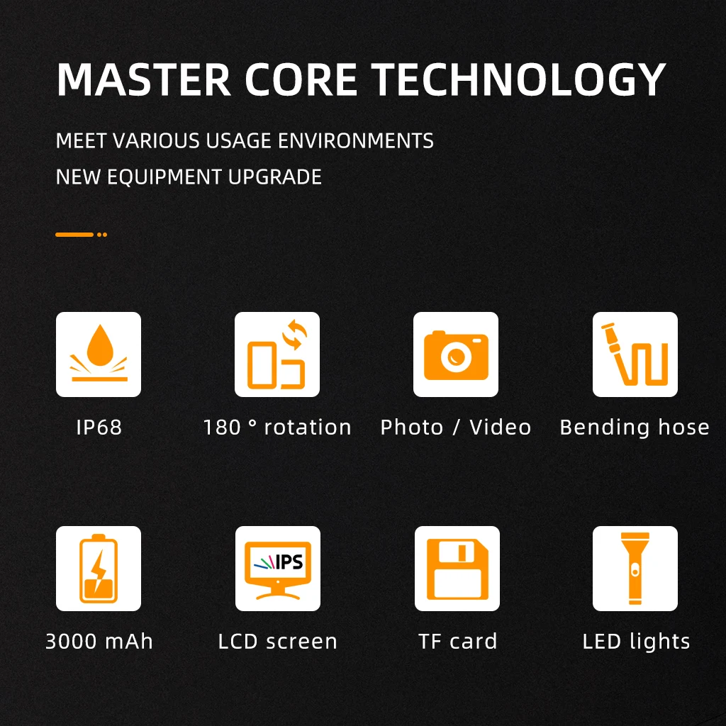 Dual Lens Endoscope Camera 4.3 inch Industrial Handheld Borescope