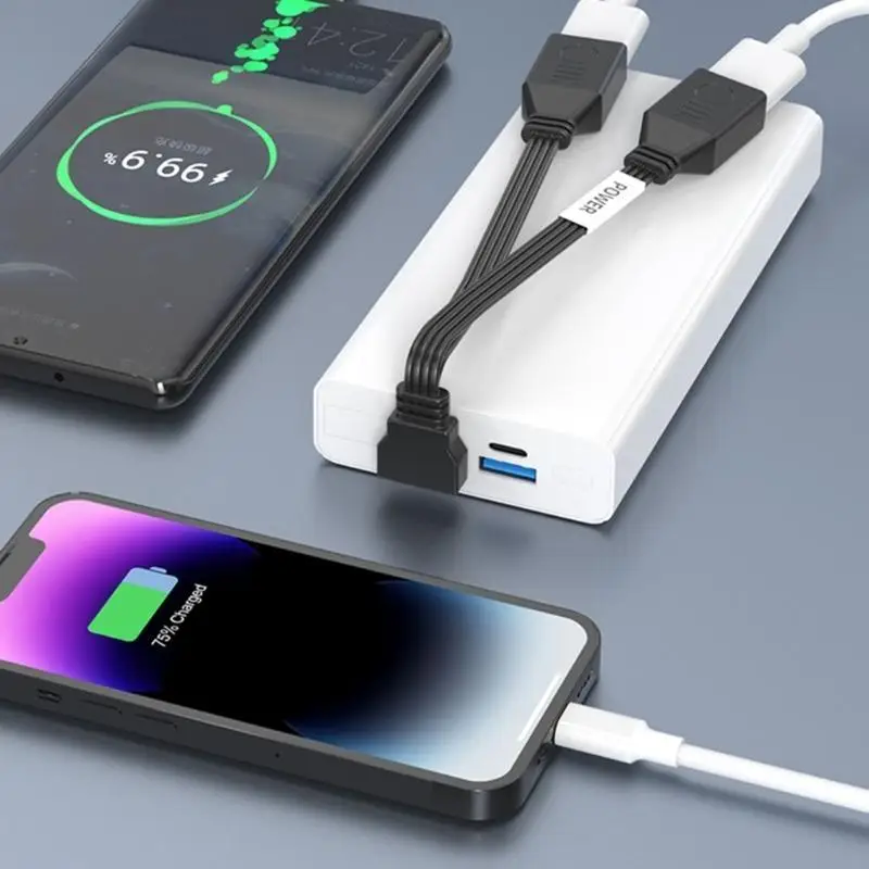 USB 1 Male to 2 Female Splitter Cable Extension 65W Fast Transfer for Office Home Outdoor Devices Connection