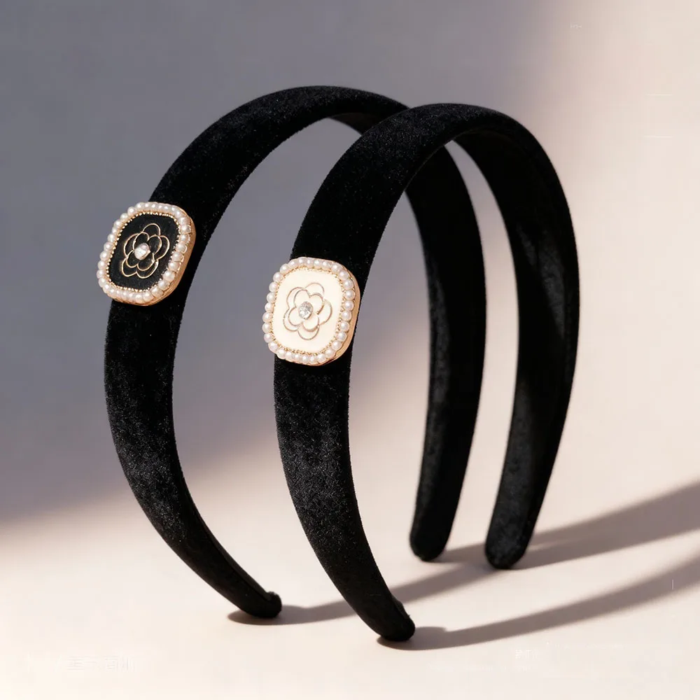 

2pc Beauty Flower with Pearl Velvet Headwear Women Elegant Headband Girls Bands Vintage Hairband Hoop for Hair Accessories