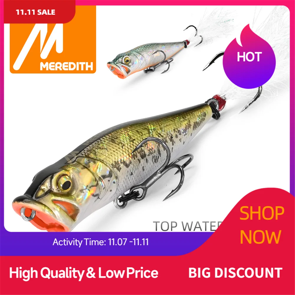 

MEREDITH Popper Fishing Lure 64mm 8.48g Topwater fishing lure Artificial Hard Bait Fishing for Bass Perch Pike Fishing Lure