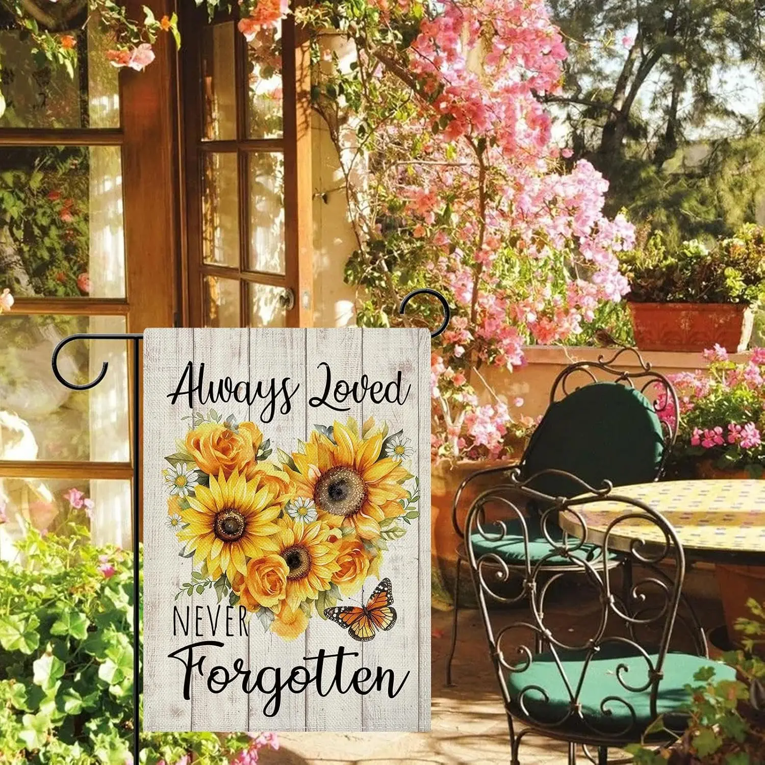 Dyrenson Sunflower Memorial Garden Flag, Always Loved Never Forgotten Floral Cemetery Yard Outside Home Decoration Sympathy  PPZ