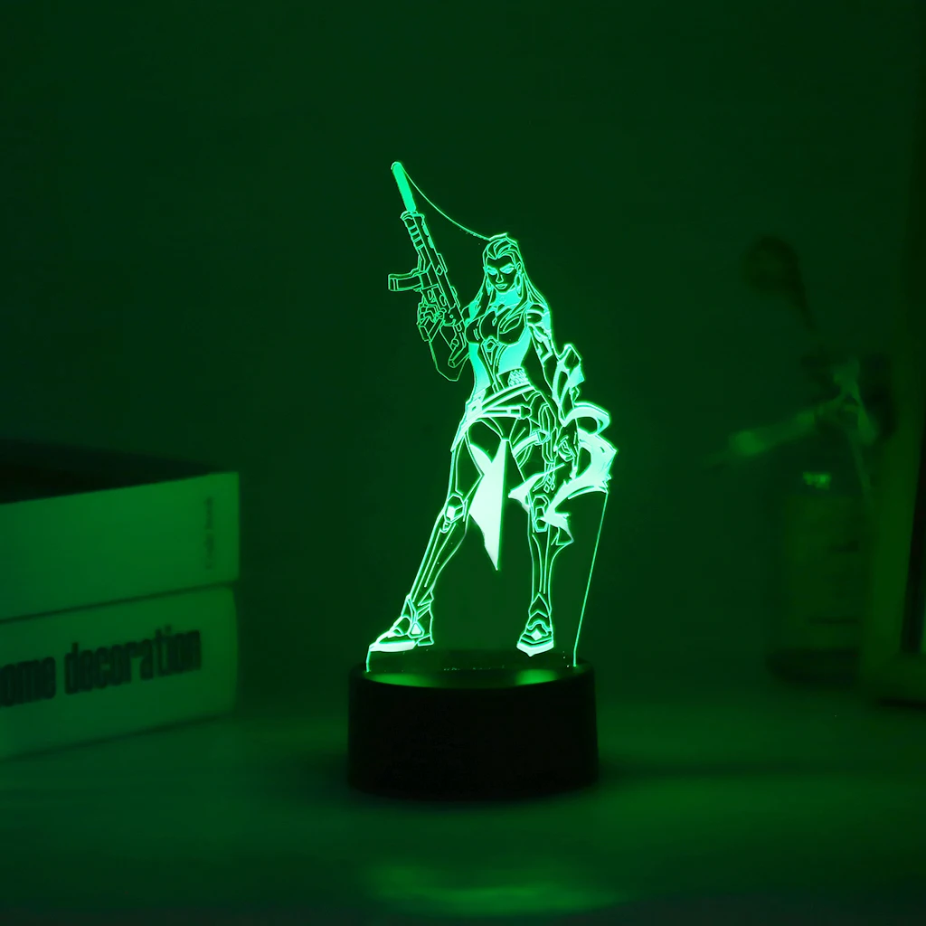 Hot Gaming Valorant Reyna 3D led Nightlight Omen Raze Viper Figure Colorful Table Lamp For Gamer Game Room Decor Dropshipping