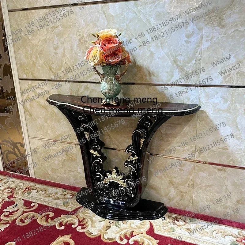 

French solid wood entrance table European hollow carved decoration light luxury entrance table living room sofa back few