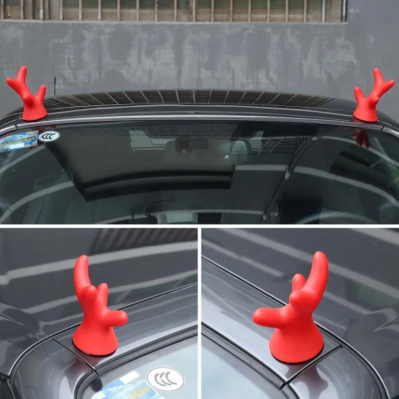 

2piece set PVC Red For Mazda MX-5 Miata 2016+ car roof decoration small antlers three-dimensional sticker exterior accessories