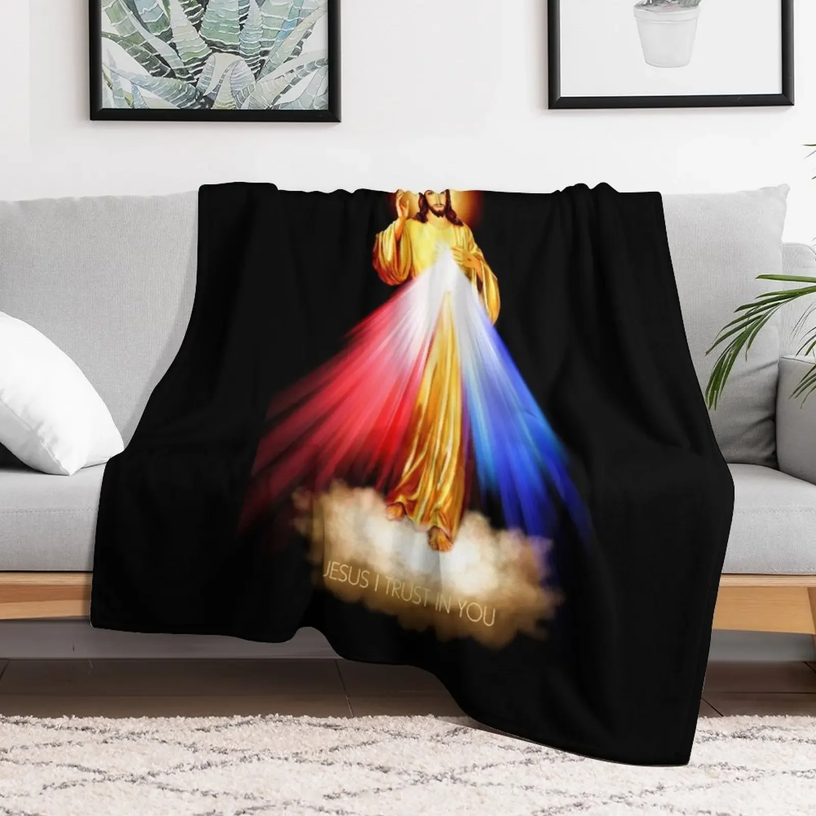 Divine Mercy Lord Jesus I trust in you Throw Blanket Sofa Vintage Winter beds Blankets