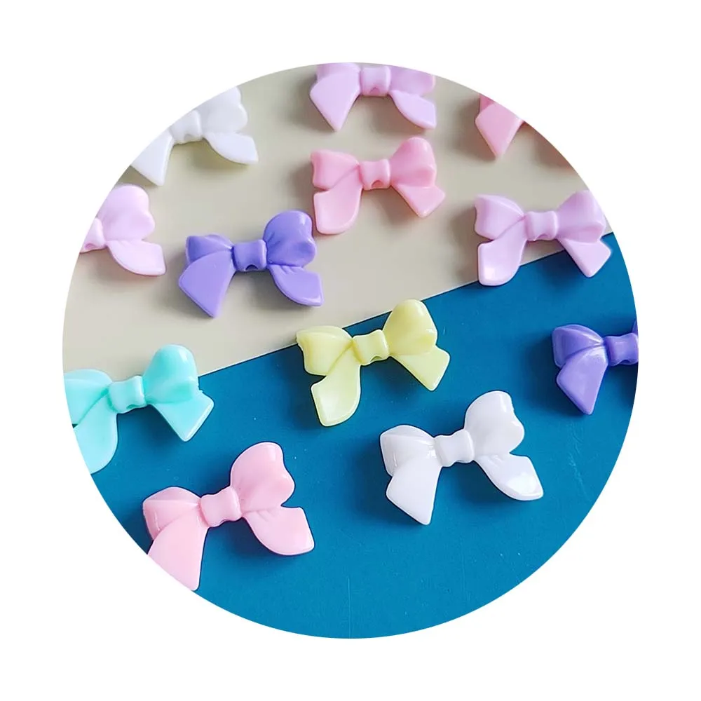 Pastel Candy Color Acrylic Bow Beads Sweet Bowknot Loose Spacer Charms For Pen DIY Jewelry Making Supplier