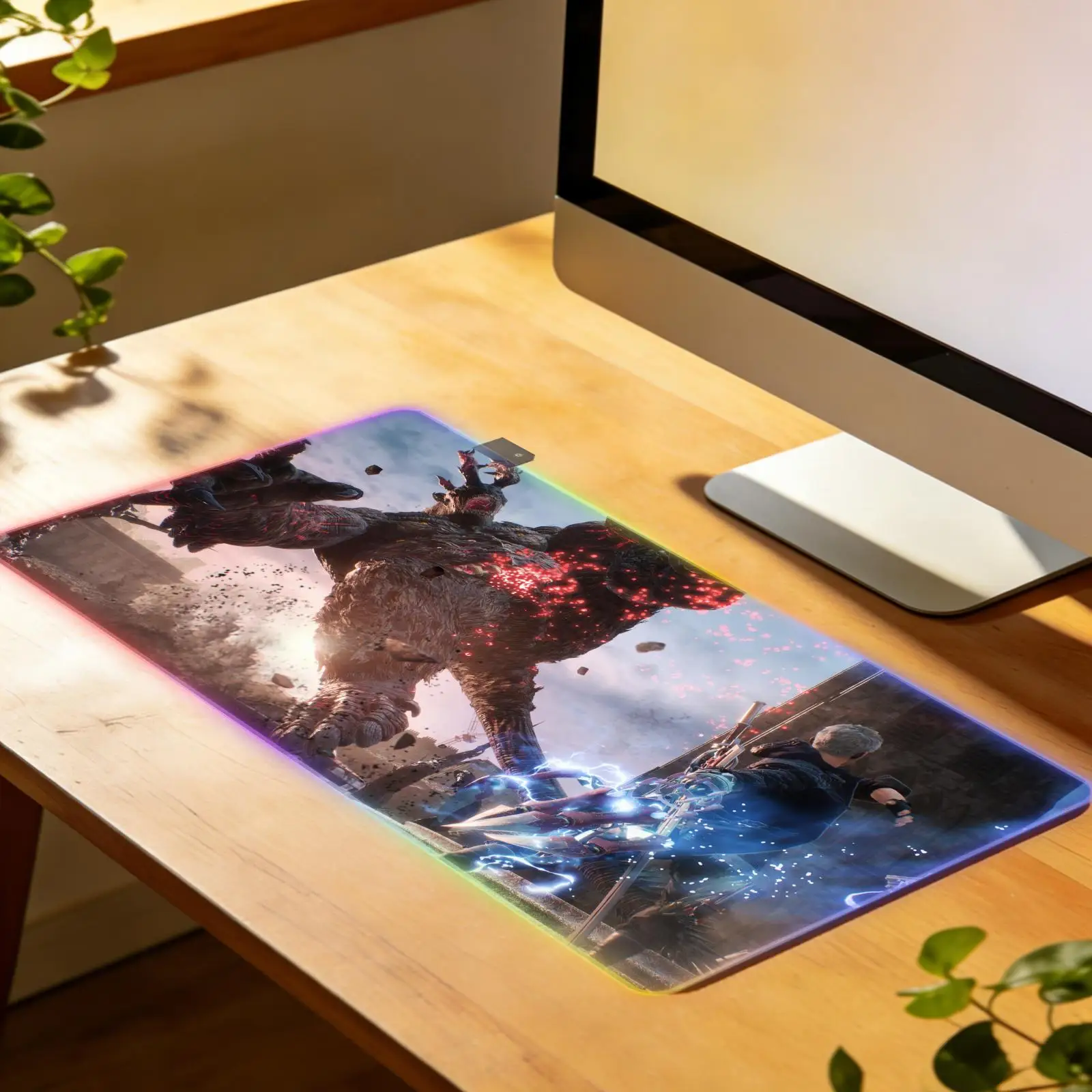 

Коврик для мыши Devil May Cry, большой/очень большой резиновый коврик для мыши с RGB-подсветкой, коврик для компьютерной клавиатуры, аксессуары для аниме и игр, настольный коврик.