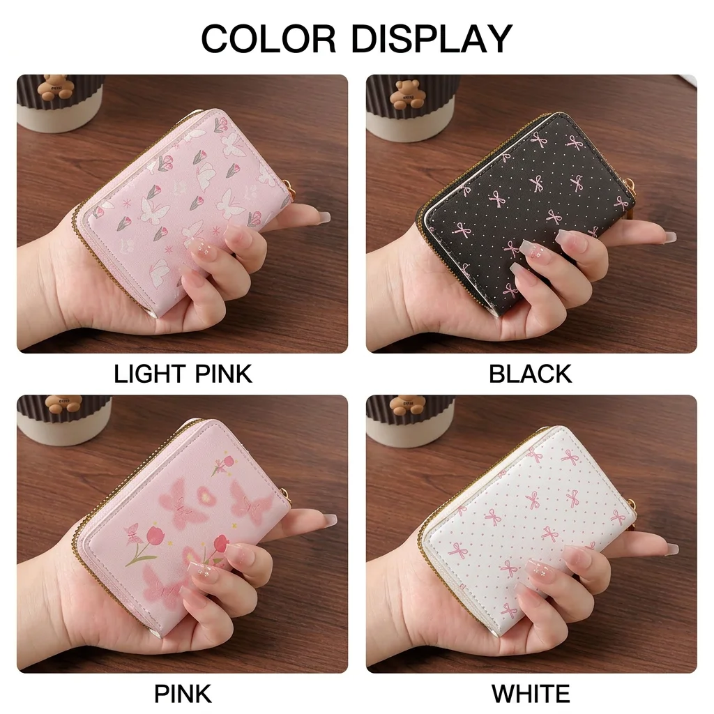 Small Printed Wallet Water-Resistant Mini Wallet Card Holder Coin Purse Multifunctional Pu Wallet For Short Distance Travel