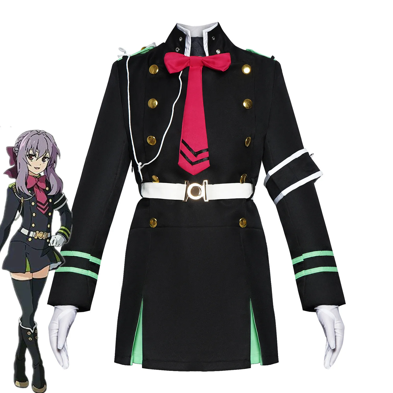 

Japanese Anime Seraph Of The End Owari no Seraph Shinoa Hiiragi Cosplay Costume Wig Full Set Uniform Women For Halloween Party