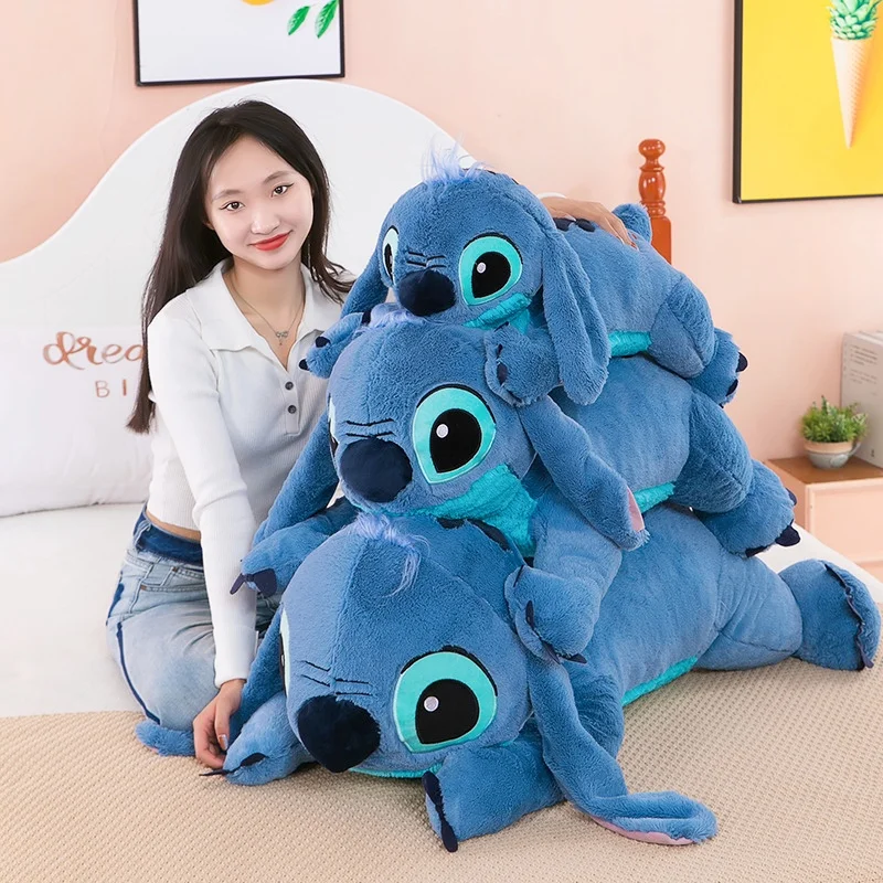 

Stitch Disney Doll Plush Toys Blue Cute Lilo&Stitch Plush Stuffed Doll Soft Pillow Prone Posture Dark/Light Toys Gift 45/60/80c