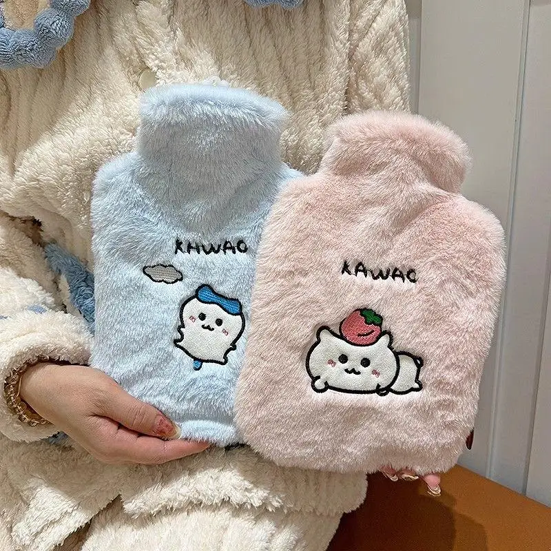 Miniso Kawaii Anime 1000Ml Water Injection Hot Water Bag Cute Hachiware Usagi Cartoon Portable Hot Water Bottle Girls Gifts