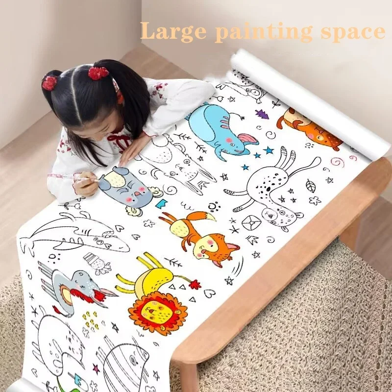 New Montessori Drawing Roll Sticky Color Filling Paper Graffiti Scroll Coloring Paper Roll for Kids DIY Painting Educational Toy