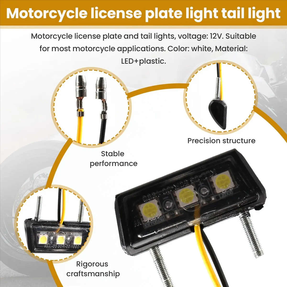 #70Z (White)Motorcycle Decorative Led Taillight License Plate Light White,Automotive Parts & Accessories
