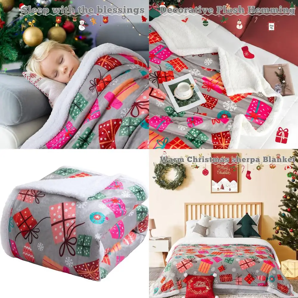 

Twin Size Sherpa Fleece Blanket - Cozy Plush Velvet Throw for Christmas, Luxurious Double-Sided Microfiber Couch Cover
