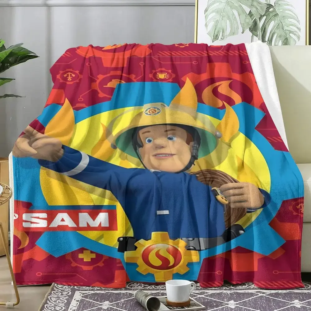 Cartoon F-Fireman Sam Throw Summer Lightweight Flannel Blanket Soft Breathable AC Throw for Sofa Bed Travel Cozy Nap