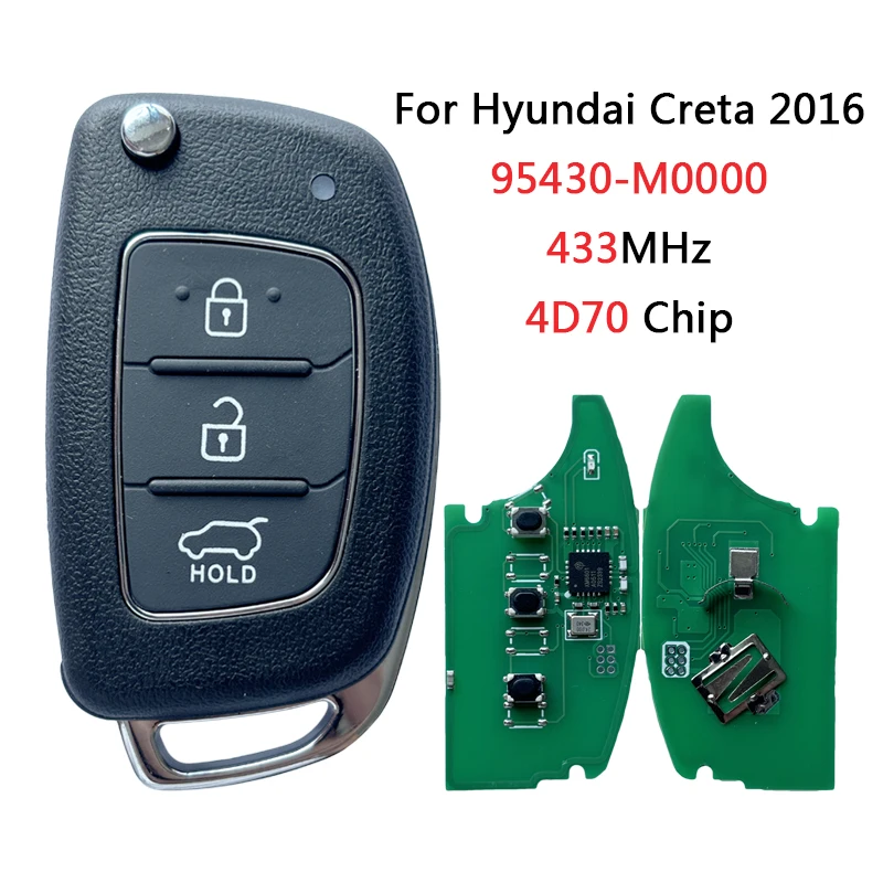 

For Hyundai Creta 2016 Flip Remote Key 3 Button 433MHz 4D60 80Bit 95430-M0000