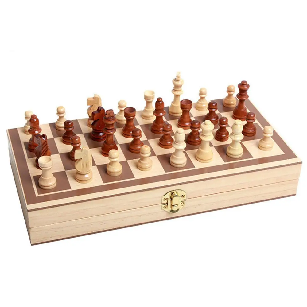 

Portable Adult Beginner Chess Board Foldable Wooden Magnetic Chess Set Chess Games Puzzle Game Checkers