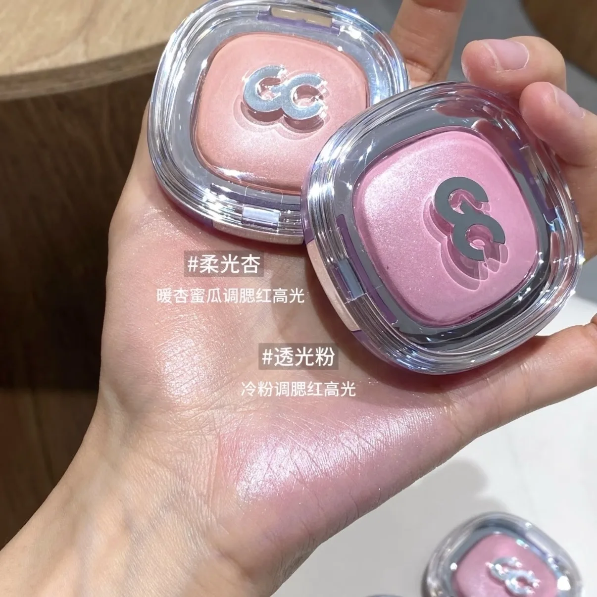 Girlscrush Satin Blusher Highlight Shimmer Glitter Baked Powder High Gloss Light Purple Natural Blusher Lasting Cheek Makeup