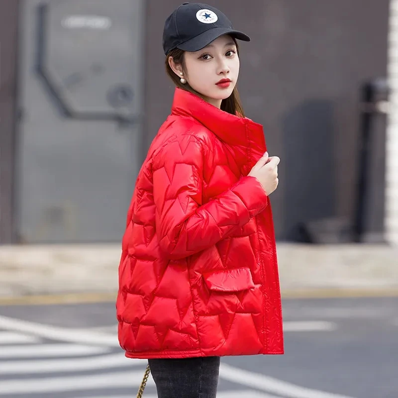 Down cotton Jacket Women Winter Stand Collar Parkas Solid Color Outerwear Loose jacket Korean Puffer Fashion Warm Jacket Women