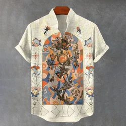 Fashionable and luxurious Hawaiian shirt with tropical style, 3D digital printing, men's short sleeved standing collar shirt