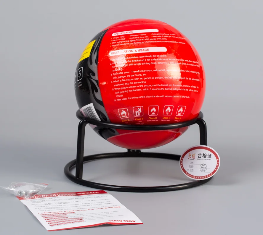 Bola de extintor de incendios, dispositivo automático de 1,2 kg, polvo seco sensible al calor, extintor de incendios para el hogar y la cocina