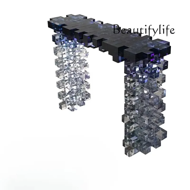X36 Crystal Gradual Change Color Square Entrance Table Exhibition Hall Transparent Villa End View Table