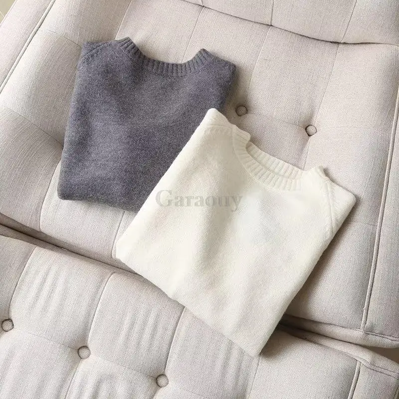 Garaouy 2023 Basic Women Woollen Sweater Chic Autumn Winter Soft Warm Pullover Tops Casual Loose O Neck Knit Jumper Female Pull