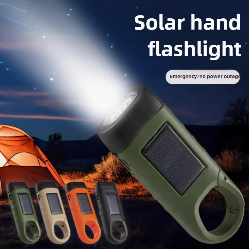 

LED Camping Lantern Hand Crank Dynamo Flashlight Solar Powered Portable Tent Light for Outdoor Emergency Hiking Mountaineering