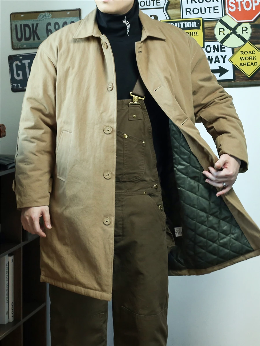 

Briti Sle Men's Parka Coat Cotton Windbreaker Long Winter Loose Military Sle Balmoral Faionable Youth Casual Coat