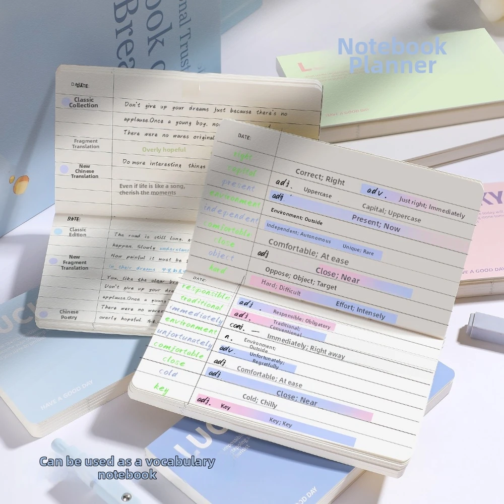 64 Pages Mini Notebook Hard Cover Horizontal Diary Book Flip Up Pocket Notebook