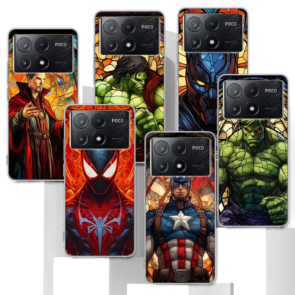 Marvel Super Hero Art Case for Xiaomi Poco M3 M5 X4 F4 F5 M4 M5s X3 NFC X5 X6 F1 F2 Pro F3 GT TPU Transparent Soft Phone Cover