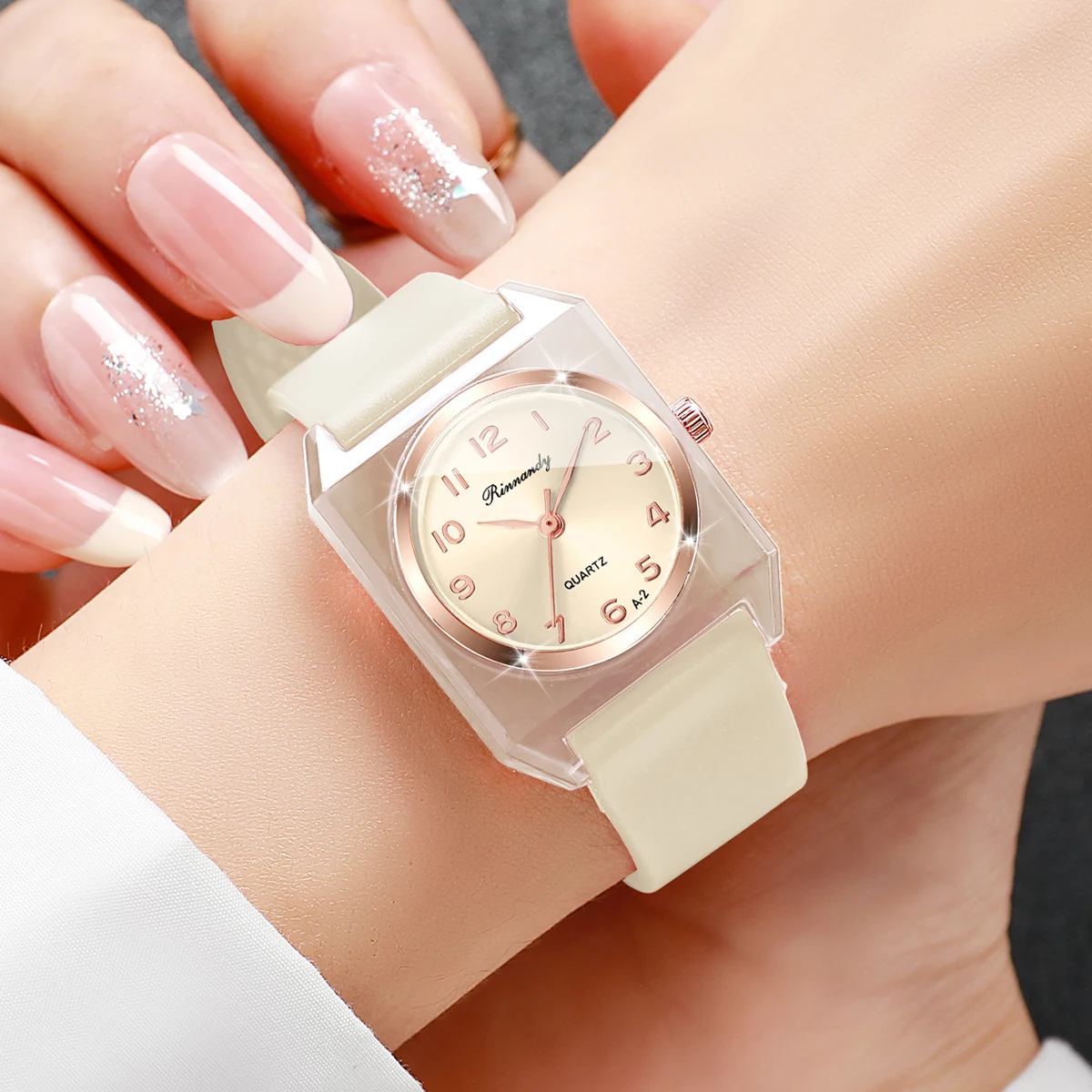 Fashion Square Women Watches Casual Arabic Dial Silicone Band Ladies Quartz Wristwatches Relogio Feminino (Without Box)