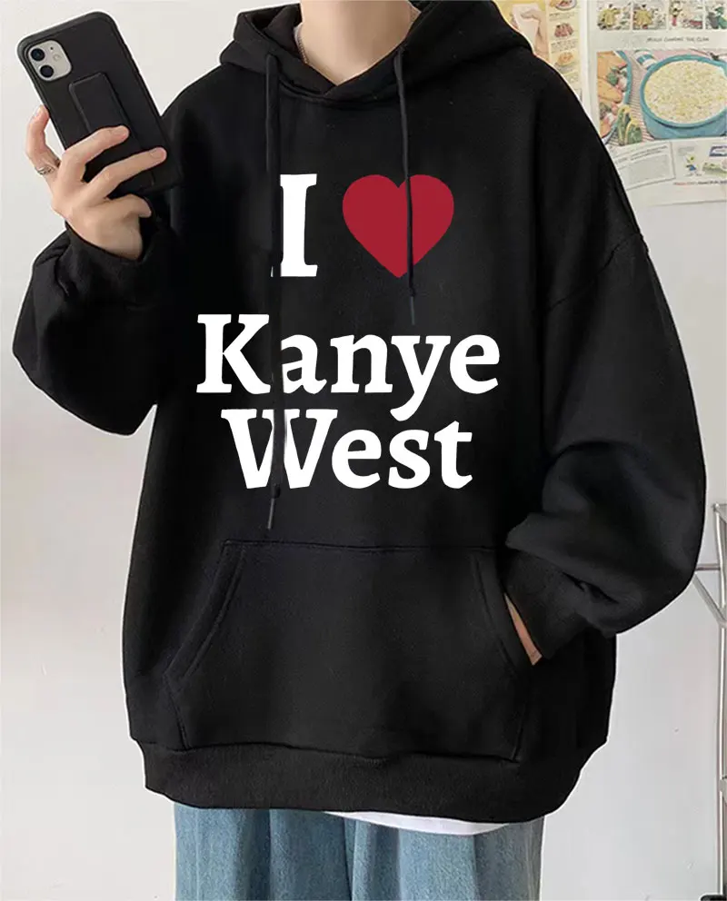 

Толстовки I Love Kanye West для мужчин, Модные свитшоты в стиле хип-хоп, мужские и женские эстетичные пуловеры с длинным рукавом, толстовка, уличная одежда