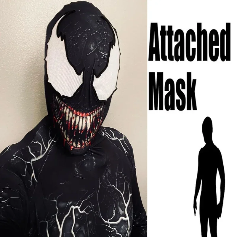 EE01 Nuovo Halloween Adulti Bambini Venom Symbiote Spidycosplay Costume Tuta Zentai Seconda Pelle Vestito da Uomo Party JumpsuitIo0!
