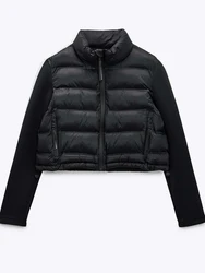 HWL-Parka ligera impermeable para mujer, abrigo corto negro empalmado, chaqueta Bomber para primavera