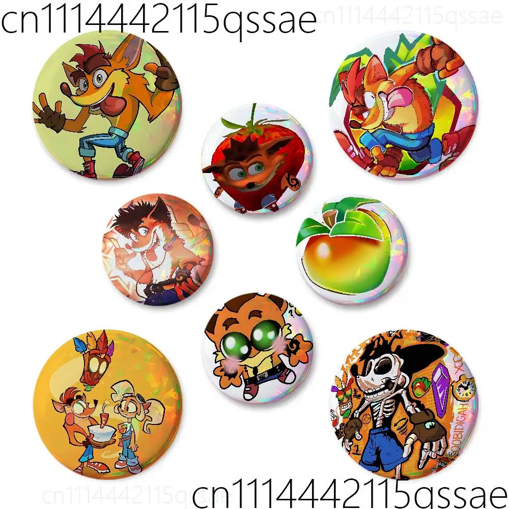 FOR Crash Bandicoot Fox Button Pins Backpack Clothing Decor Brooch Cartoon Science Fiction Badge Jewelry Gifts for Kids