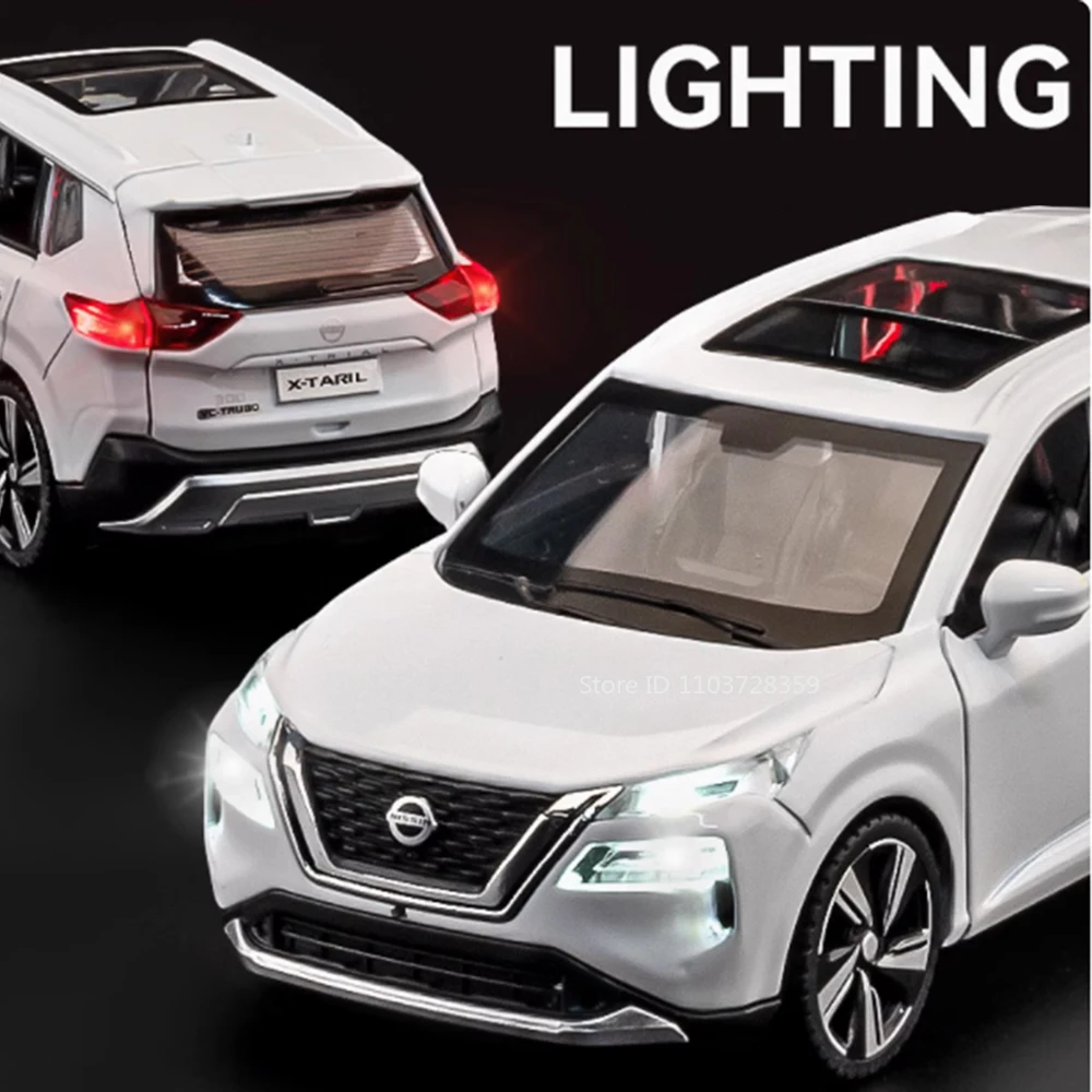 1:32 Scale X-Trail RV Car Model Toys Alloy Diecast SUV Pull Back Sound Light Doors Opened Rubber Tires Ornament Vehicle Presents