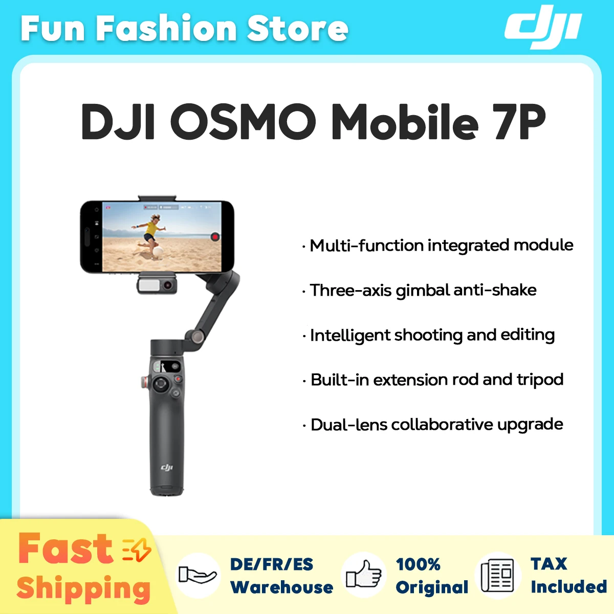 DJI Osmo Mobile 7P Robuste stabilisation de cardan à 3 axes, autonomie de 10 heures et chargement de téléphone, Original, nouveau DJI Osmo Mobile 7P Robuste stabilisation de cardan à 3 axes, autonomie de 10 heures et chargement de téléphone, Original, nouveau