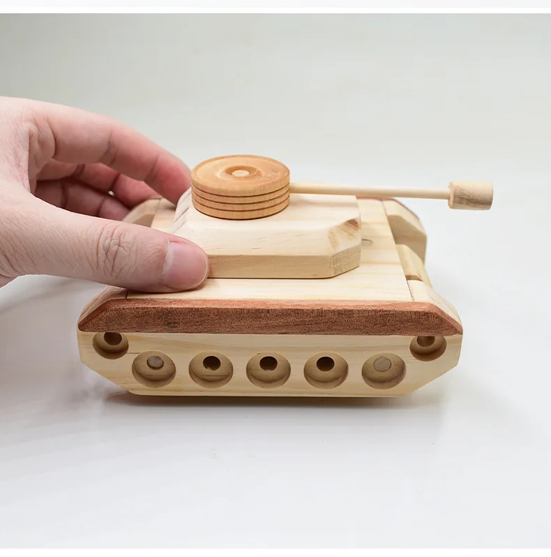 Creative early education educational children wooden toys DIY material bag tank pencil sharpener manual model