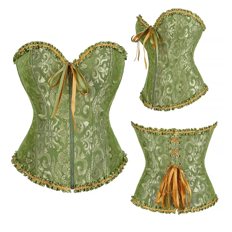 الكورسيهات المشدات الدانتيل تقليم حجم كبير الخصر محدد شكل الجسم الأبيض الفيكتوري مشد أعلى الجوفاء الأزهار القوطية الكورسيهات للنساء الأسود