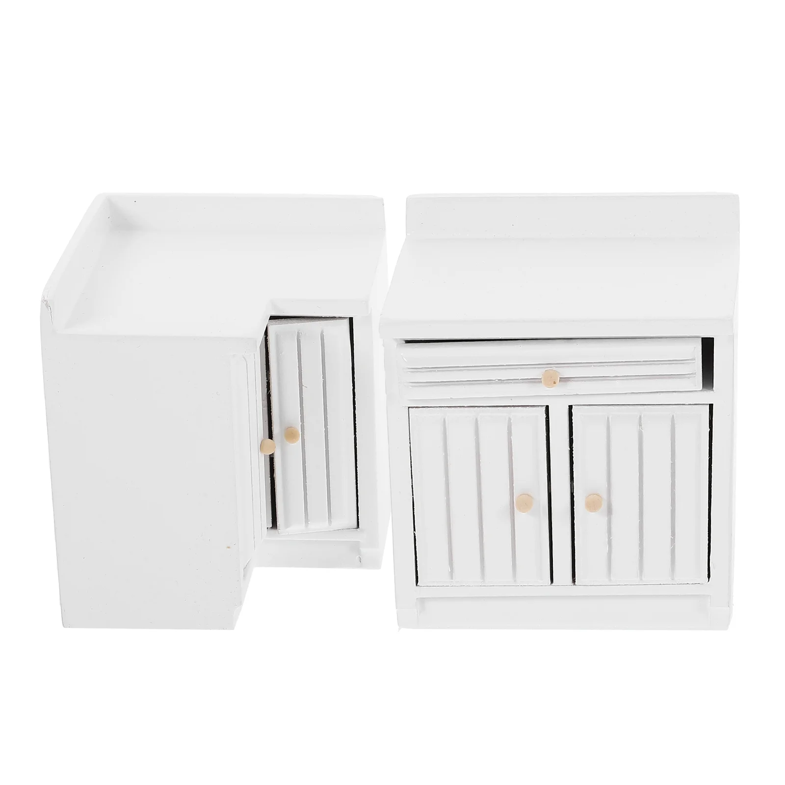 1 Set of Miniature Cabinet Model Wooden Mini House Cabinet Decoration Miniature Kitchen Worktop