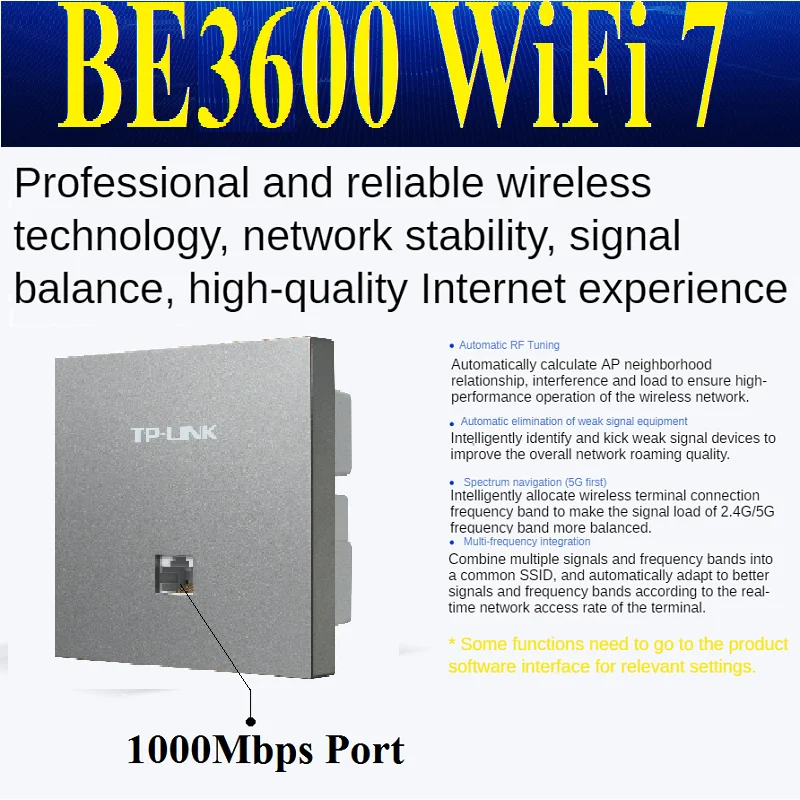 

Thin BE3600 WiFi 7 Panel AP 2.5G RJ45 Port, 3571Mbps in Wall AP WiFi7 project Indoor AP 802.11be Access Point 2.4G 689M 5G 2882M