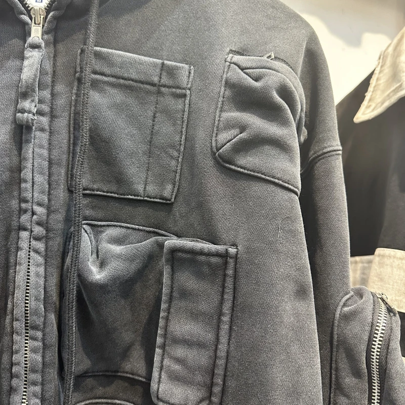 

Retro Loose Men's Sweatirt Autumn Winter New Sle Casual Versatile Multi-ket Personali Couple Jaet Youth ular