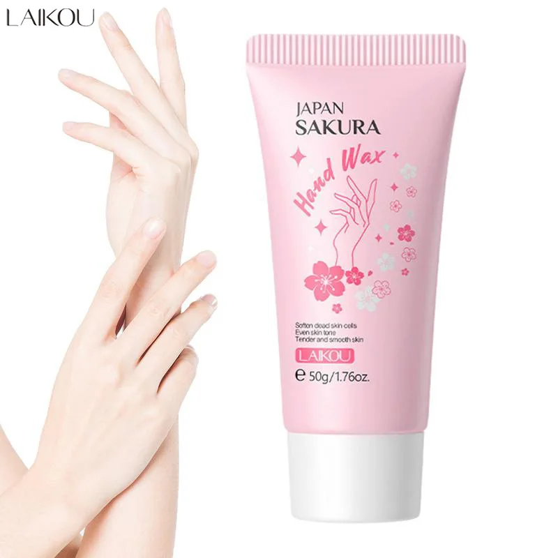 LAIKOU Sakura Exfoliating Hand Wax Moisturizing Repair Remove Dead Skin Whitening Honey Milk Hands Wax Care 50g