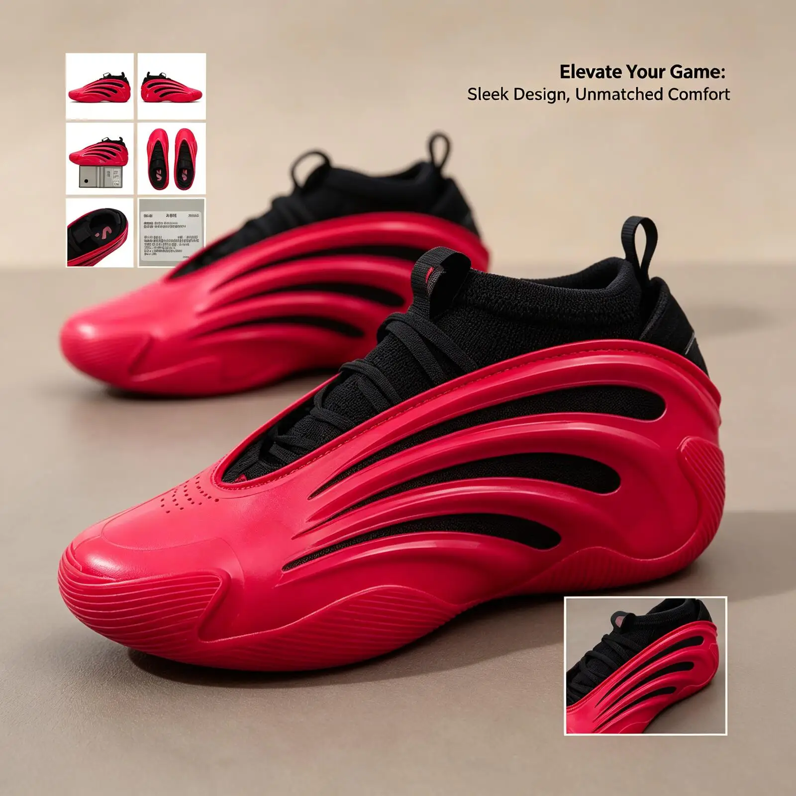 Adidas Harden Volume 9 Signature Basketball Shoes Wear-resistant Leather Athletic Sneakers Bright Red JS1304