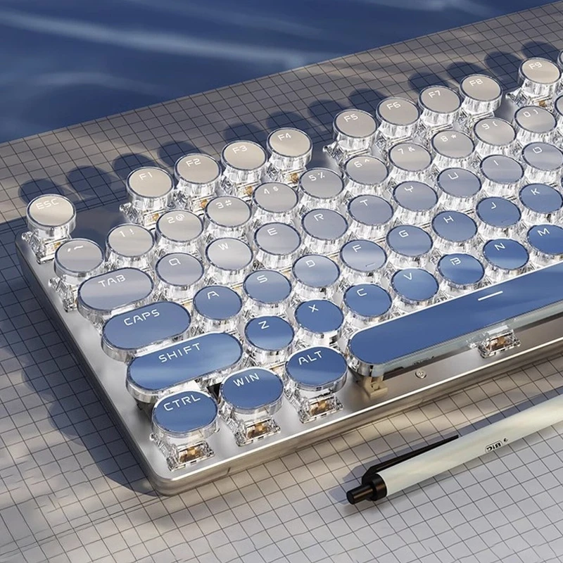 

Eweadn V30 Wired Mechanical Keyboard RGB Punk Round Keycaps Girls Office E-sports Gaming Keyboard PC Laptop Accessories Gifts