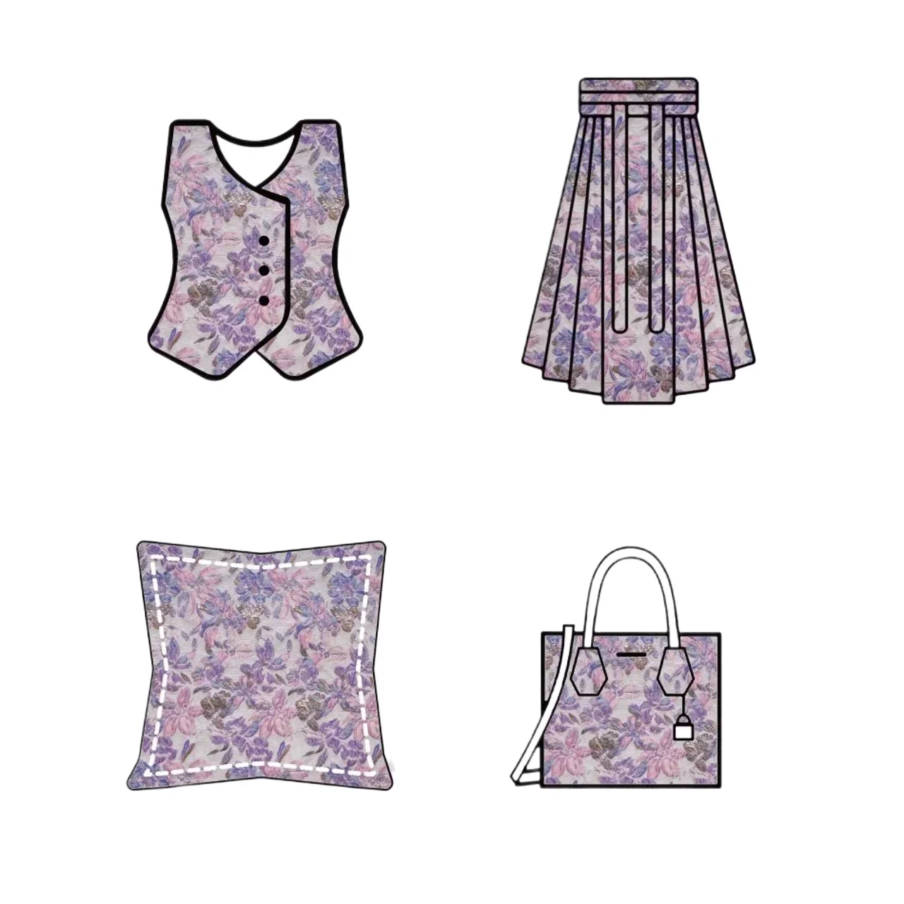 Różowo-fioletowa, tłoczona, złota nitka, kwiatowy wzór, tkana, szyta, puszysta spódnica, nowa sukienka w stylu chińskim, żakardowa sukienka qipao, tkanina dekoracyjna.