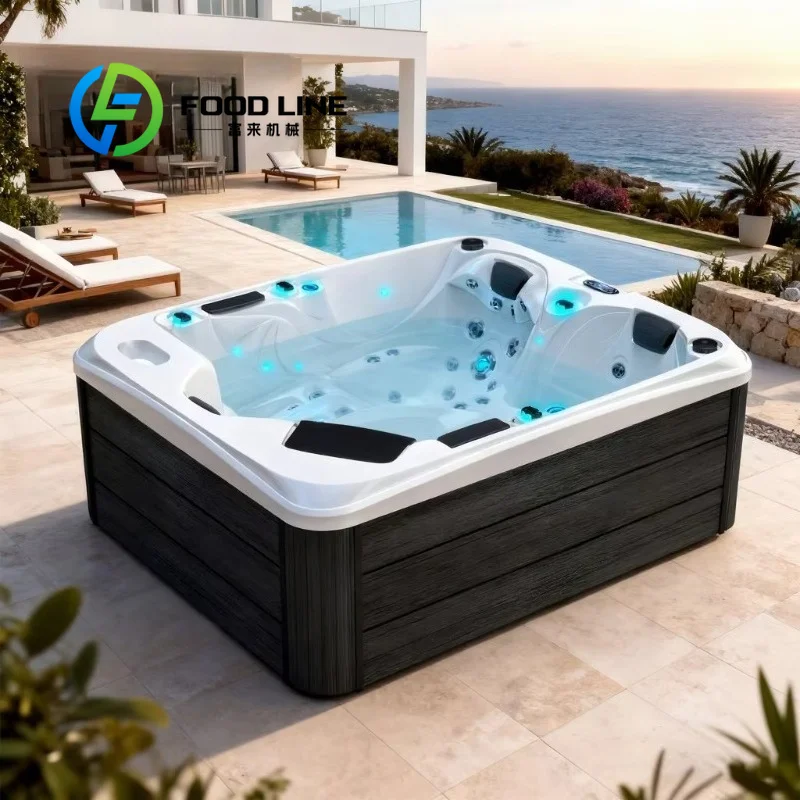 Swim Spa Pool Whirlpool Bathtub Corner Square Outdoor Garden Patio Heated Massage Tub LED Ambient Light Wholesale Price 220V