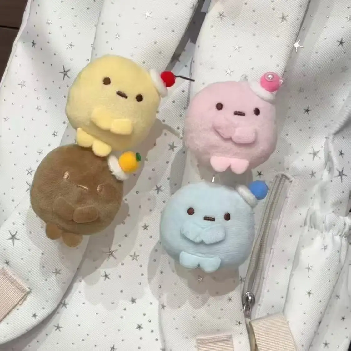 Sumikko Gurashi 3-color Mochi Hand Ball Plush Charm Pink Green Purple Velcro Bag Pendant Cute Doll Gift For Couples Best Friends