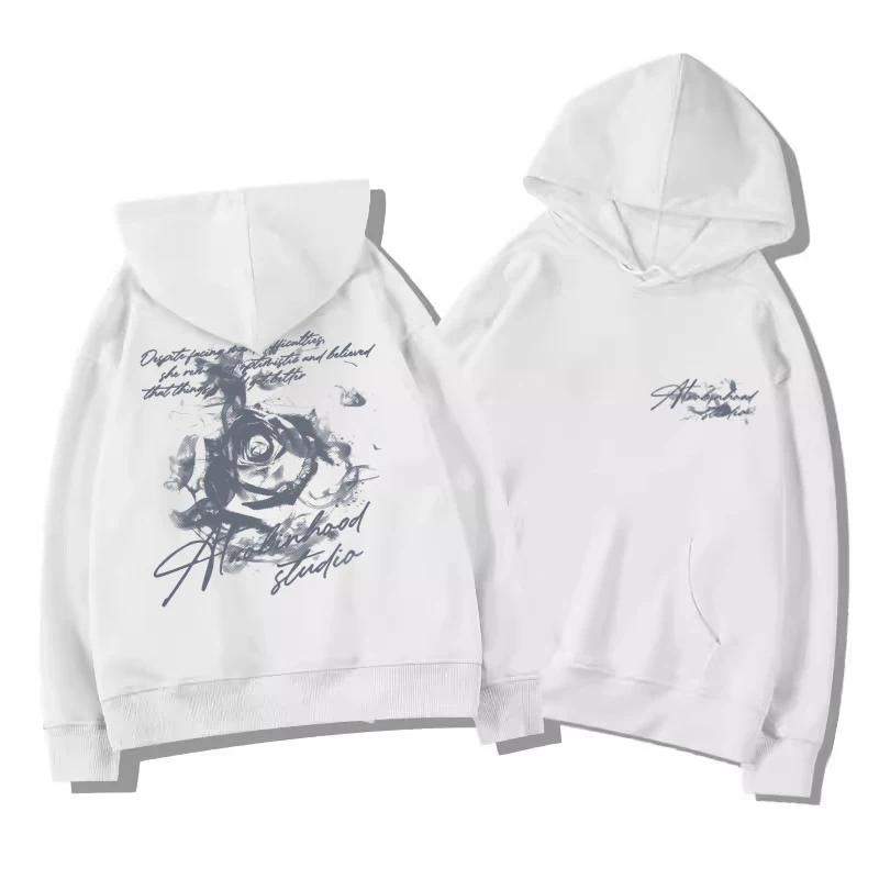 

Толстовка унисекс с капюшоном и принтом «Розы» 2026: осенне-зимняя, повседневная, для активного отдыха, фитнеса, свободного кроя, теплая